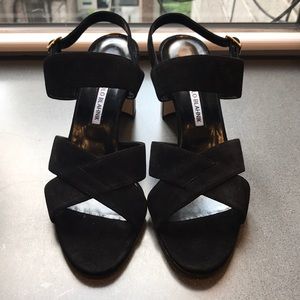 Manolo Blahnik Black Suede Sandals